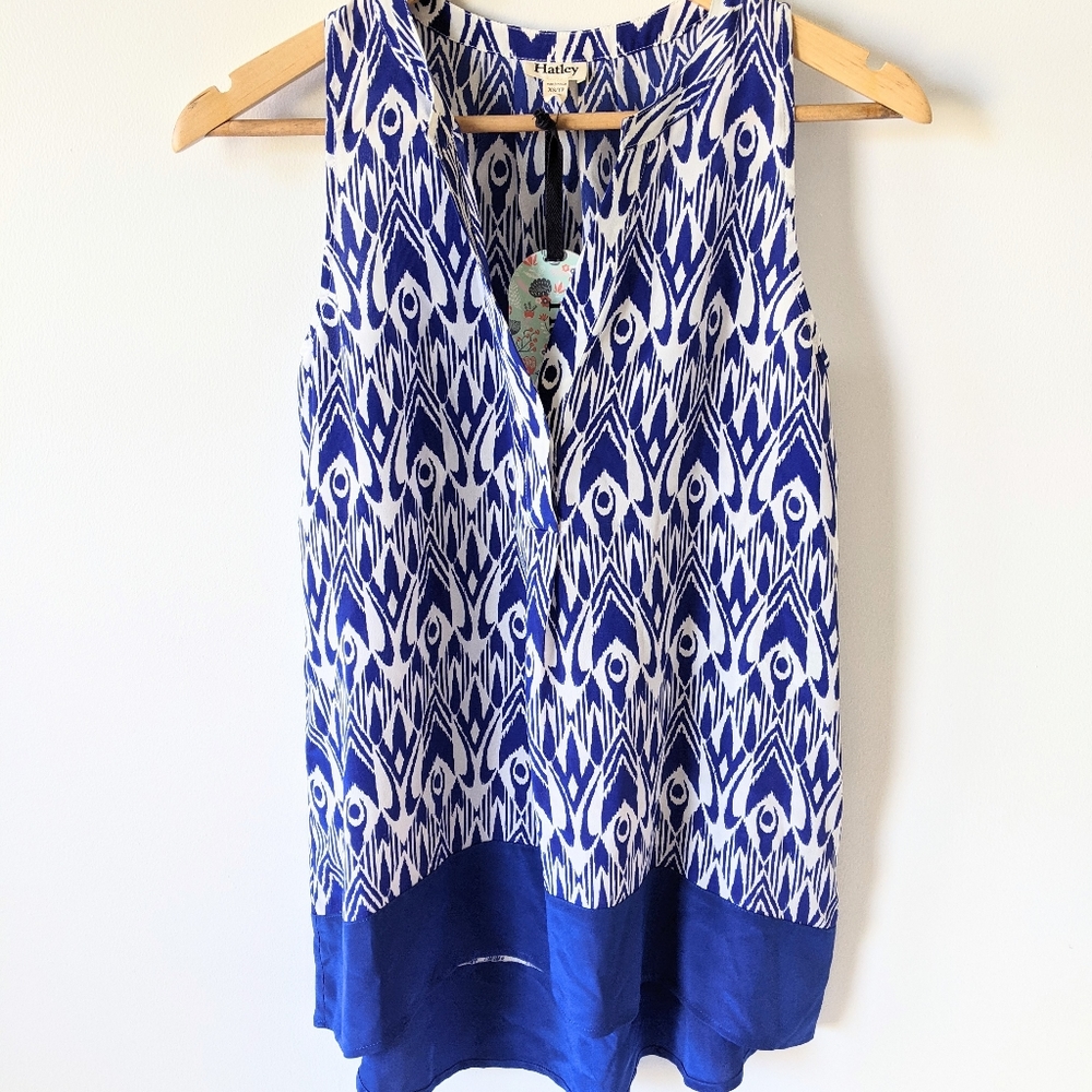 Hatley Blue Ikat Print Sleeveless Top
